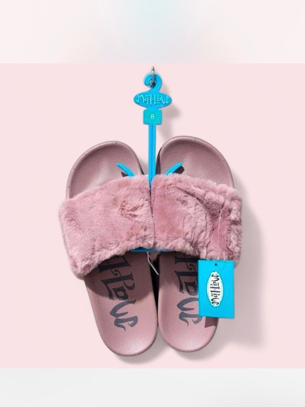 Pink Faux-Fur Slide Sandals